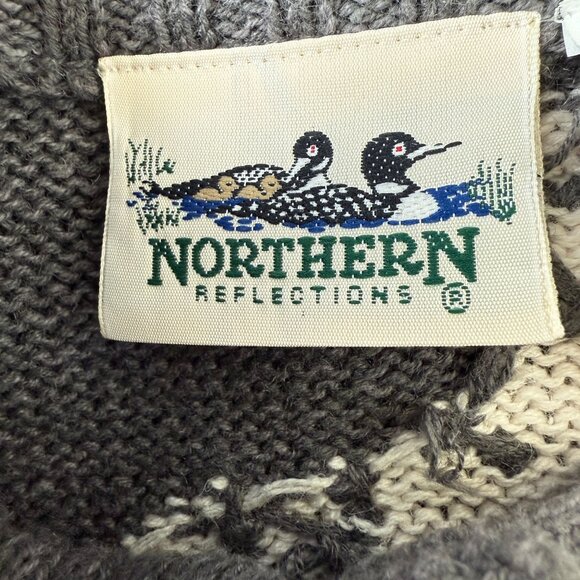 Northern Reflections Knit Cardigan Sweater XL Fair Isle Nordic Polar Bear Skater - Picture 2 of 12